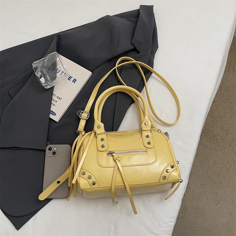Borsa a Spalla Grande Capacità Monocolore Vintage