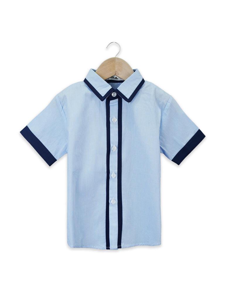 Kids' Summer White Collared Short-Sleeve Shirt - Primary School Uniform
