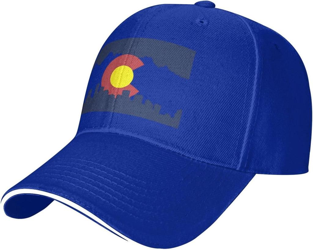 Colorado Flag Mountain Outline Baseball Cap Polyester Casual Adjustable Sun Protection Baseball Hat