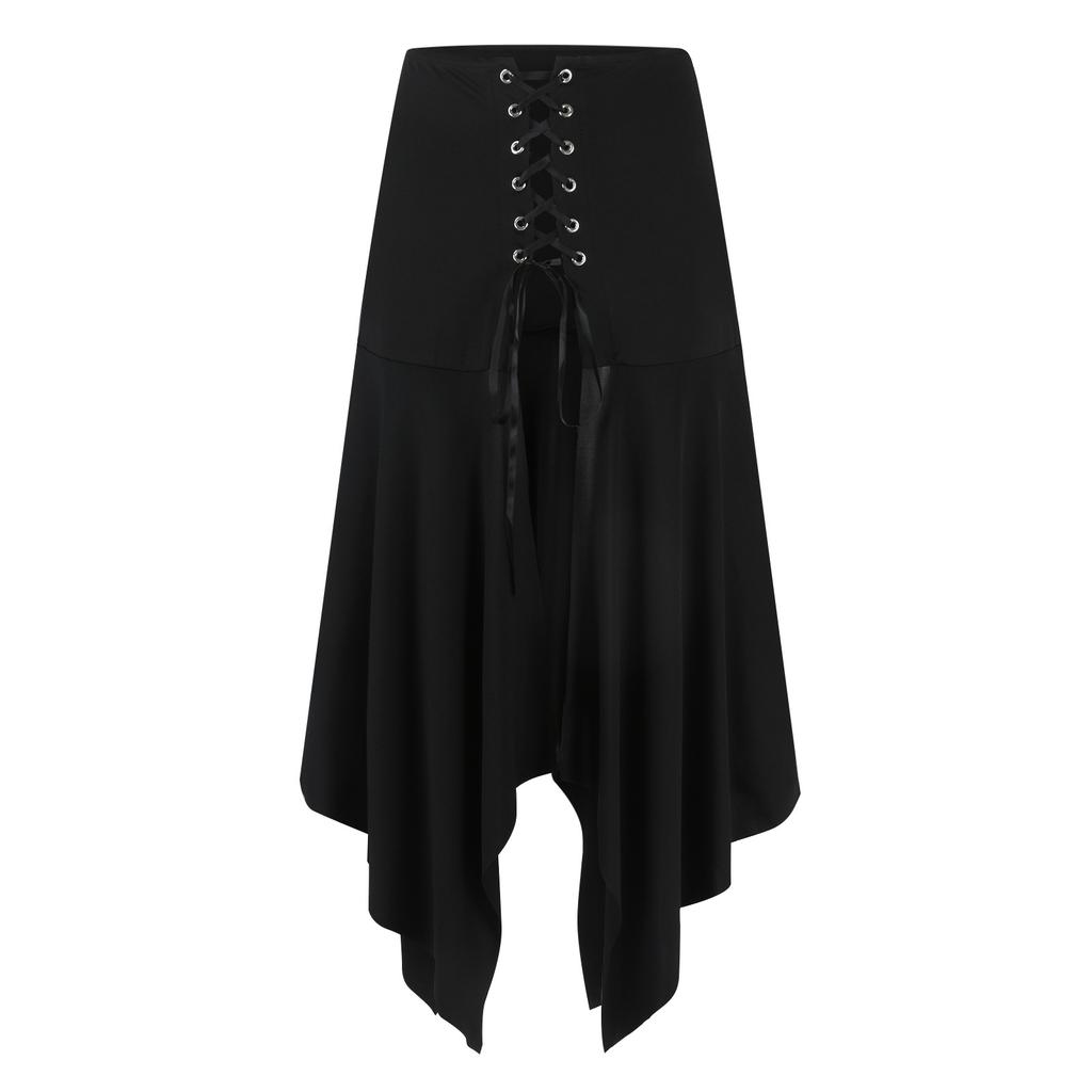 Damen Vintage Röcke Unregelmäßiger Saum Steampunk Langer Rock Gothic Cosplay Kleiderrock
