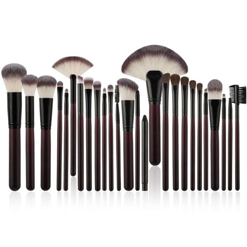 26pcs Makeup Brush Set Wooden Handle Long Brushes Powder Blush Foundation With Storage Bag