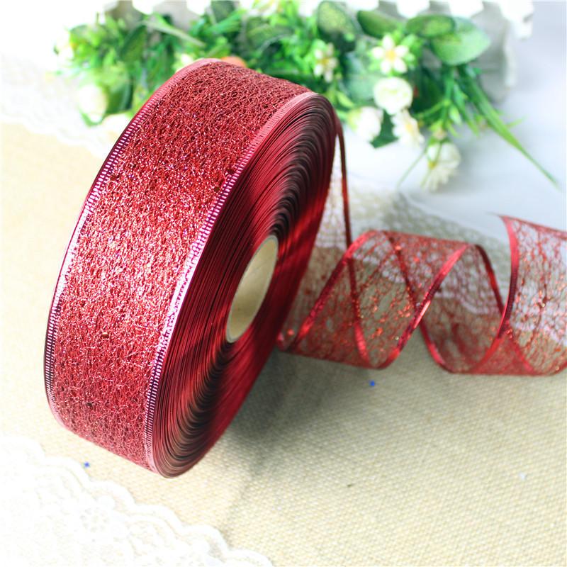 

Festive 100 Yard Christmas Ribbon Decorative Mesh Edge For Gift Wrapping And Tree Decor Red Edge Ribbon