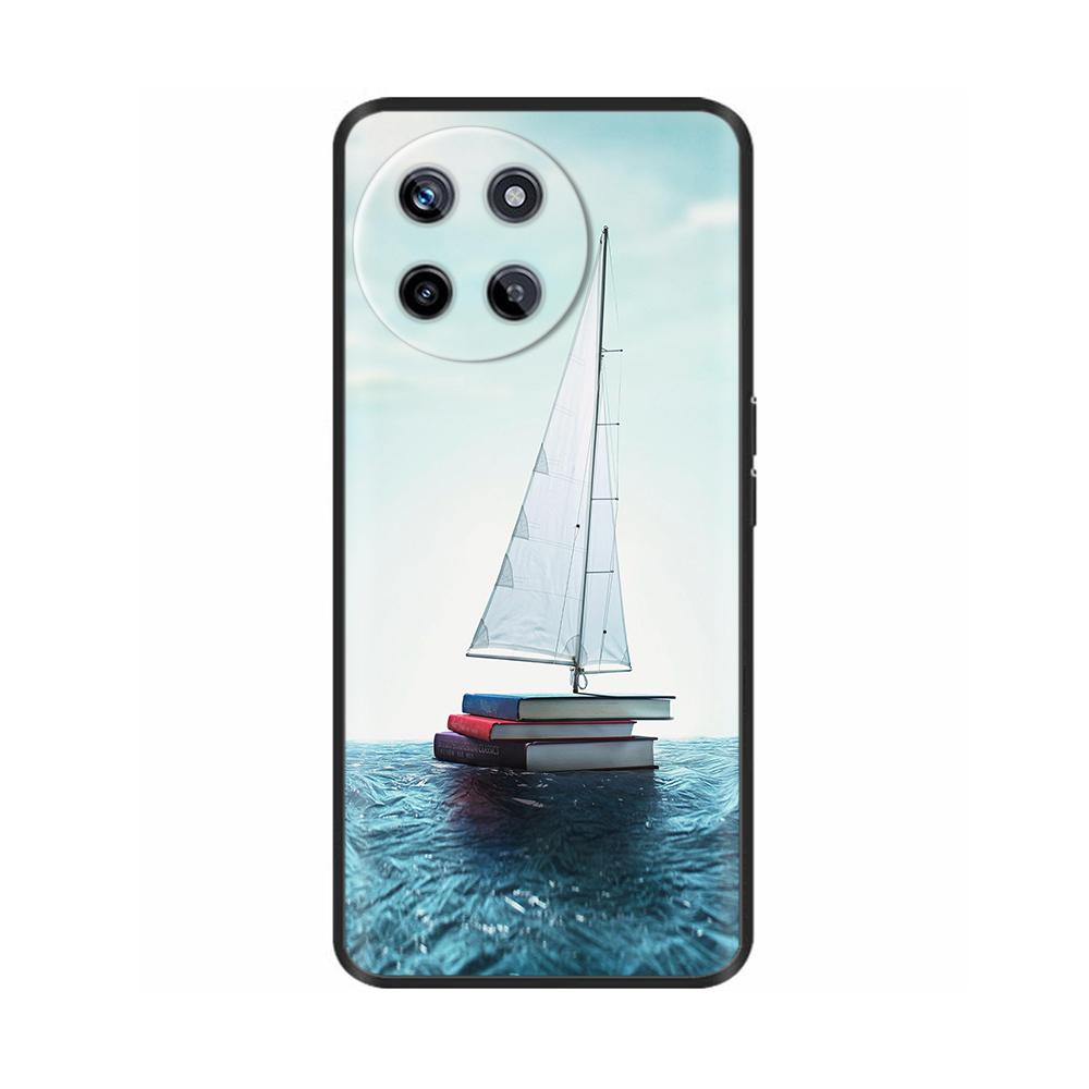Für Realme 11 4G Hülle Silikon Weich Marmor Blume Schwarzer Stoßfänger Fundas Coque Für OPPO Realme 11 4G 6.43" realme11 Bemalte Abdeckungen