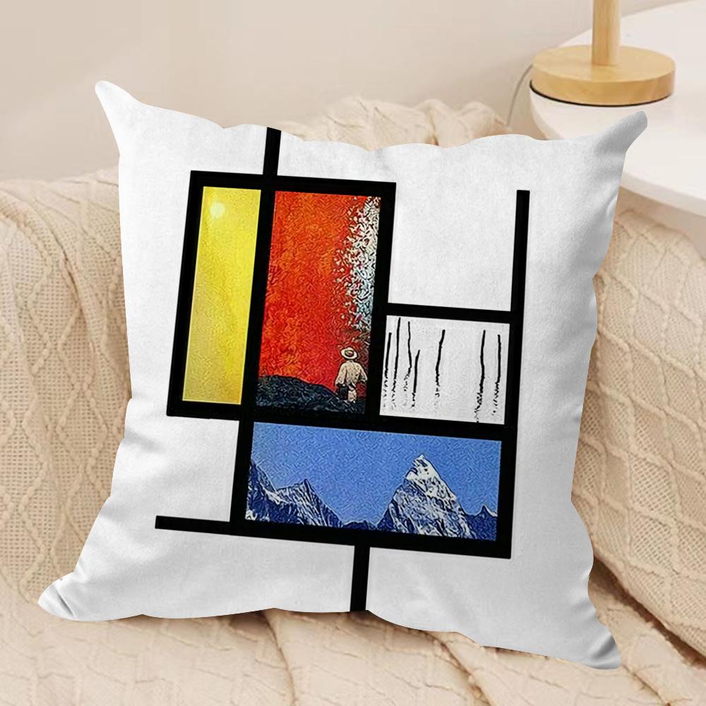 Abstract Lines Cushion Cover Soft Plush Fabric DoubleSided Printed Sofa Cushion Cover for All Seasons Home Decor Gift