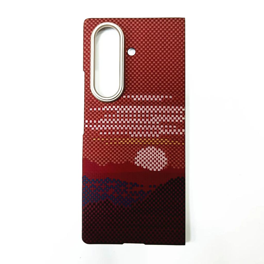 Real Aramid Carbon Fiber For Magsafe Case For Samsung Galaxy Z TriFold Matte Magnetic Woven Scenery View Shockproof Back Cover