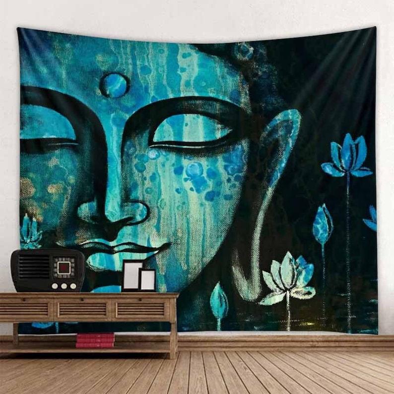 Buddha statue tapestry 75x100 чёрный