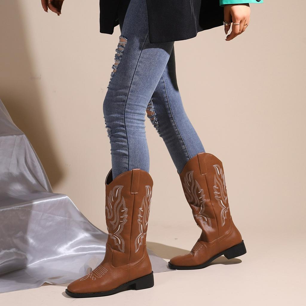 Bottines Chelsea classiques d'hiver pour femme en daim véritable, bout pointu, talon compensé, bottines simples et confortables, bottes de cowboy pour femme