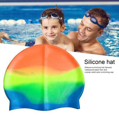 Badehut für Herren, Unisex, elastisch, rutschfest, atmungsaktiv, kein Zwang beim Schwimmen, wasserdicht, Kontrastfarbe, Badehut für Damen, Schwimm-Kopfbedeckung
