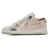 Jordan Air Jordan 1 Abrasion Resistant Low Top Vintage Basketball Shoes GS Beige Gray HJ3481-491(TeamH-GSS-BOX)