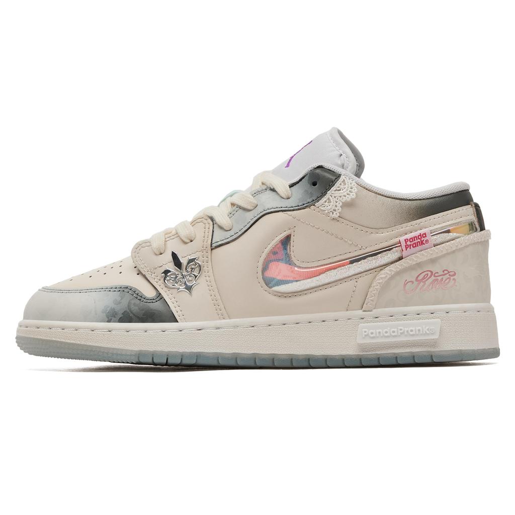 Jordan Air Jordan 1 Abrasion Resistant Low Top Vintage Basketball Shoes GS Beige Gray HJ3481-491(TeamH-GSS-BOX)