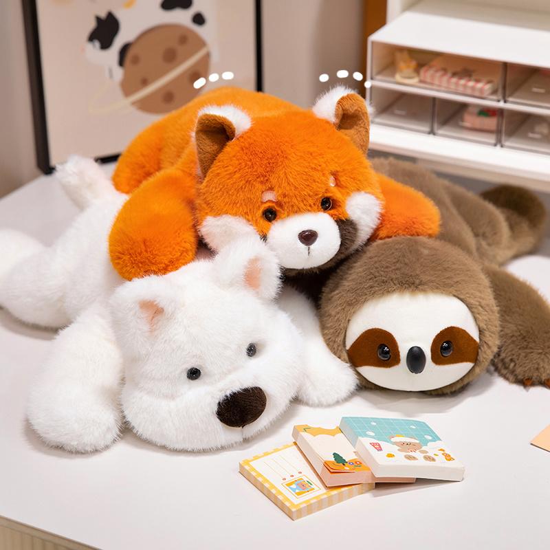Cartoon Style Animal Doll Lovely Raccoon Sloth Fox Dog Capybara Plush Toys Car Room Decoration Baby Kids Sleep Pillow Sweet Gift