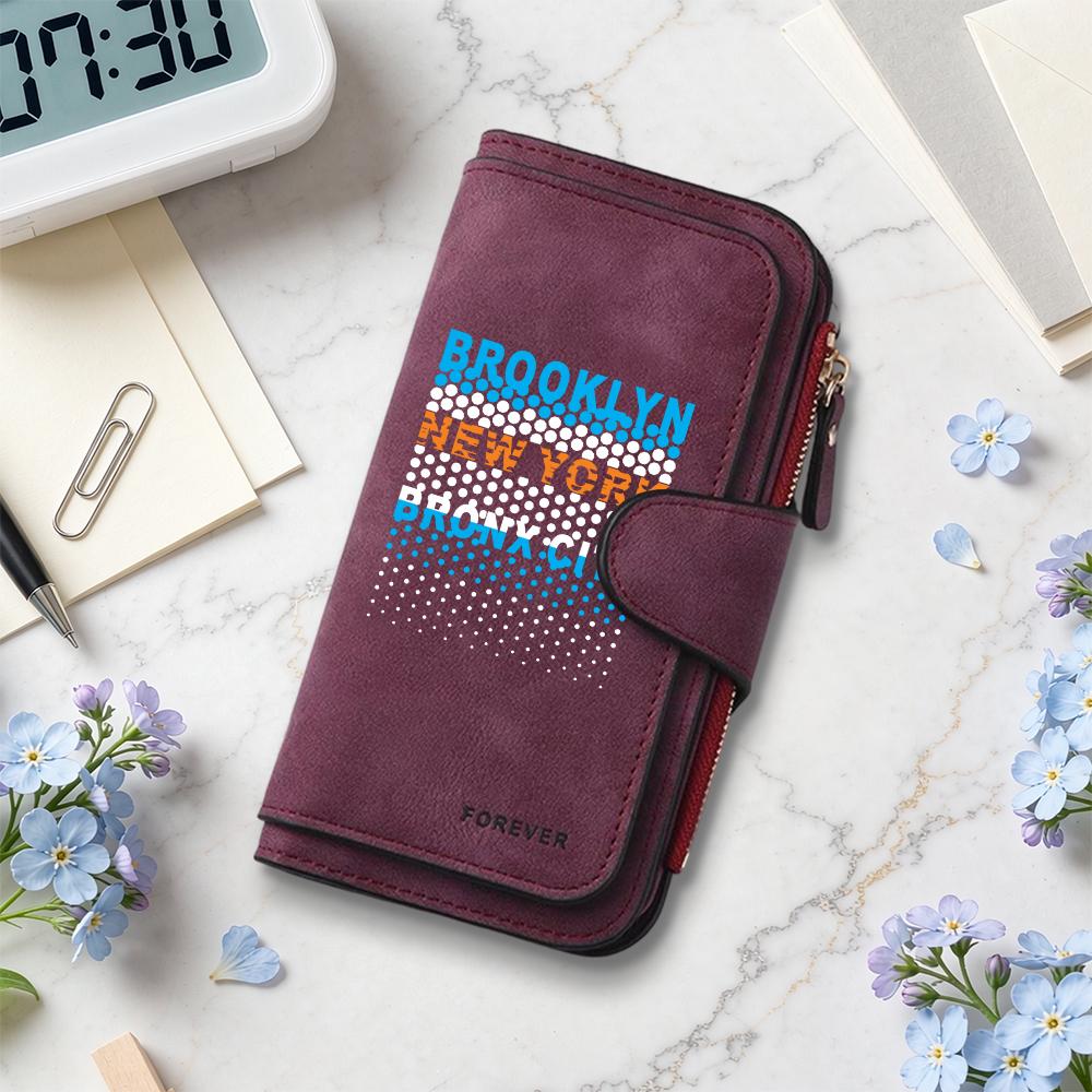 Fashion New York Pattern Long Wallet Casual Portable Multi Card Slot Purse