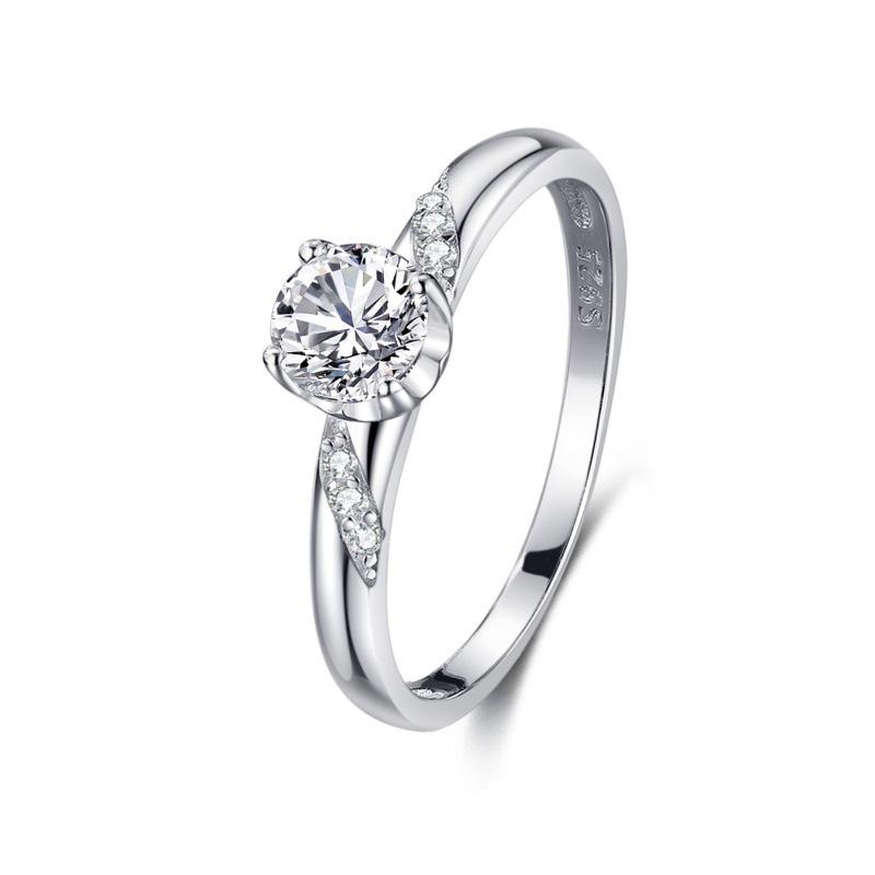 S925 Sterling Silver Women's Ring - White Gold Electroplated, Classic Rose Design, Light Luxury Finger Jewelry