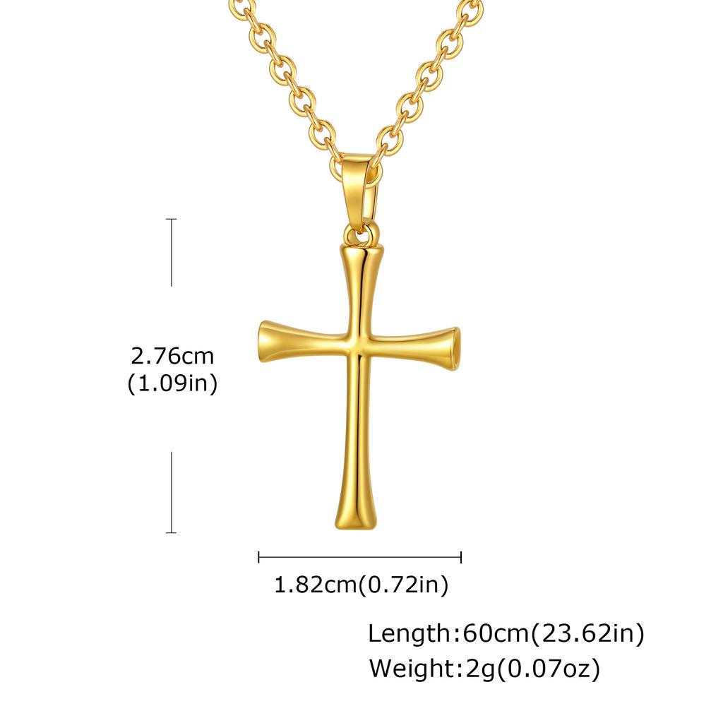 Casual Cross Necklace for Men Boys,Stainless Steel Silver Color Cross Pendant,Basic Cross Pendant Necklace Gift