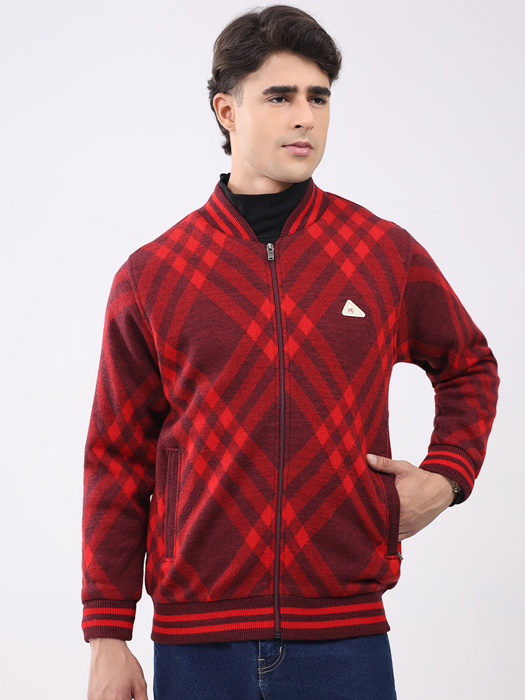 Monte Carlo Mens Regular Fit Self Designed Jacket L
