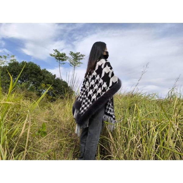 Fox Fur Knitted Cape Cape With Geometric Fur Fur Shawl Jacket Women