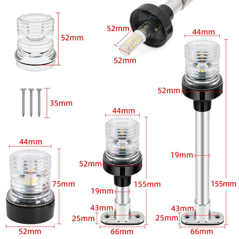 Marine Boat LED Navigation Light Fold Down Anchor Light 360 Degree Sailing Signal Light For Yacht Marine Boat Lamp 12~24V