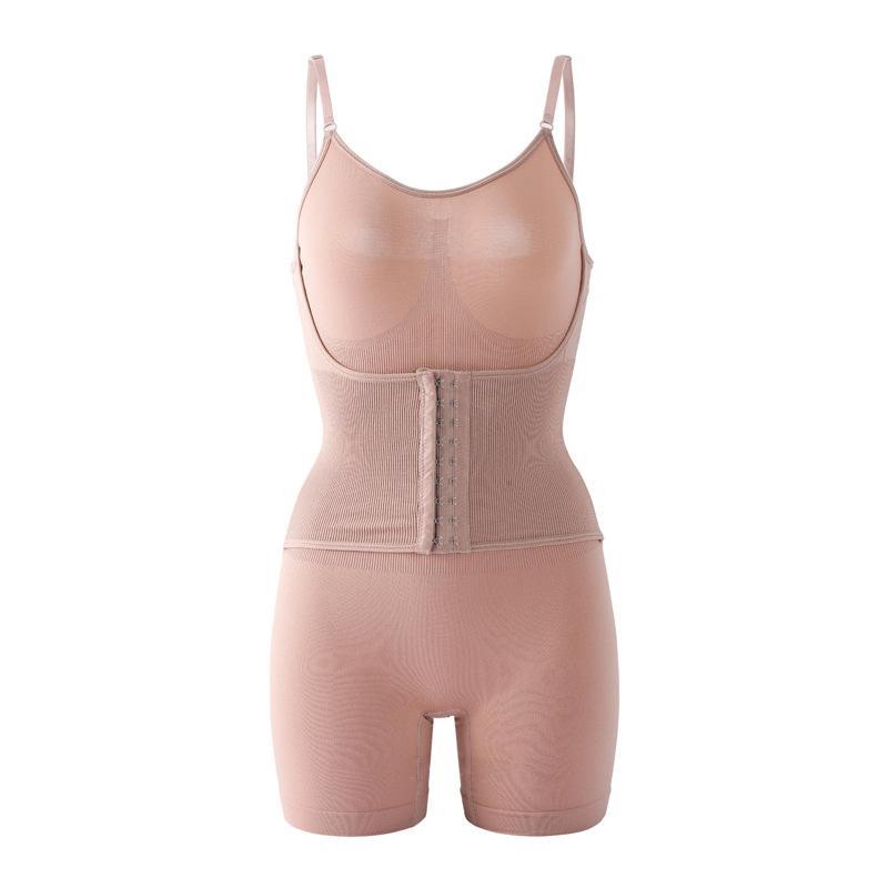Spaghetti Strap Front Hook Buckle Full Body Tummy Control Slimming Shapewear Bodysuit