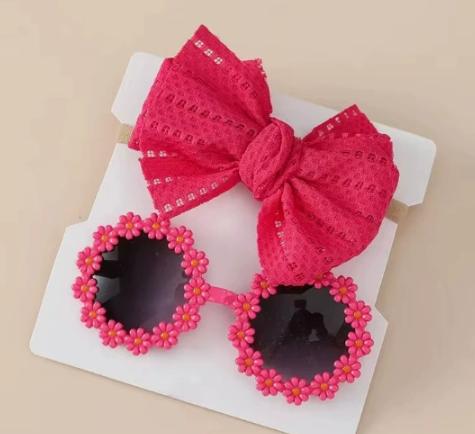 Children s headband and sunglasses set with openwork bow One Size