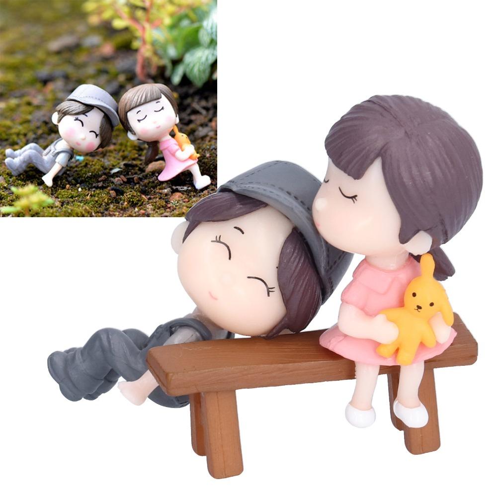 Grey Mini Resin Human Figurines Garden Micro Landscape Arrangement