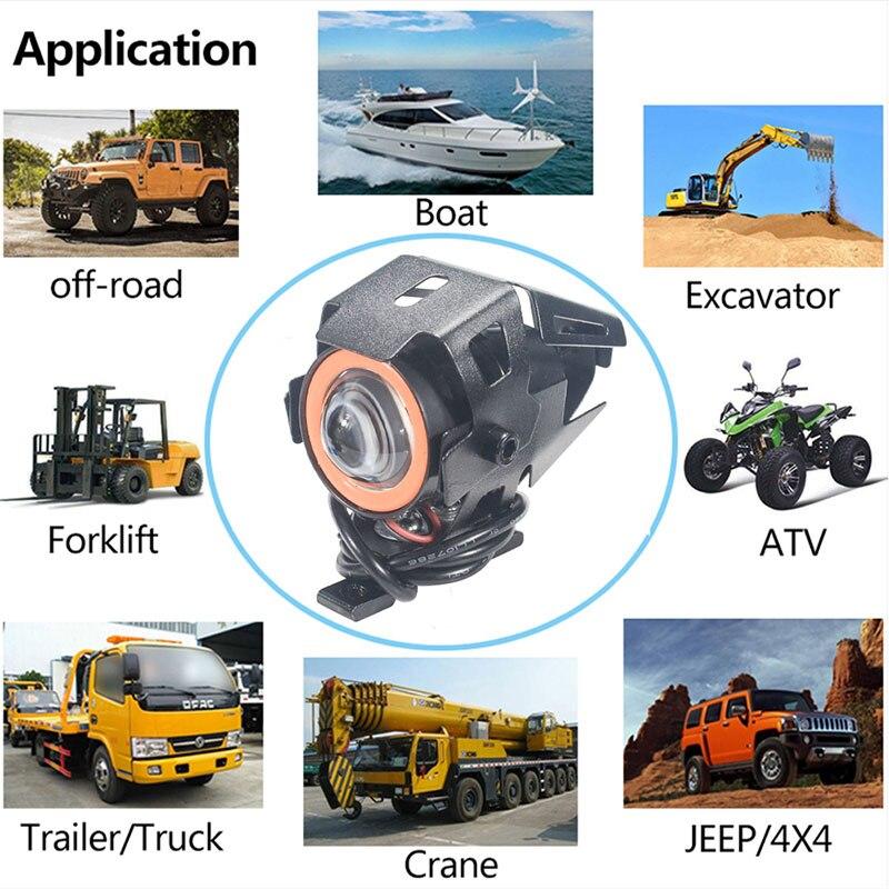 Motorcycle Headlight Fog Lights Super Bright Abgle Eyes Additional Spotlights Universal Moto Auxiliary U7 Mini Led Driving Lamp