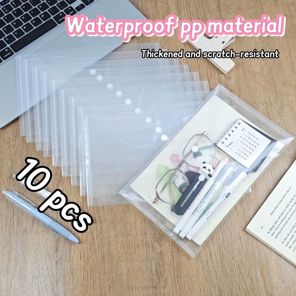 5/10pcs A5 Transparent File Folders - Snap Closure Waterproof Plastic Document Organizer for Home Office Travel,Paper Storage
