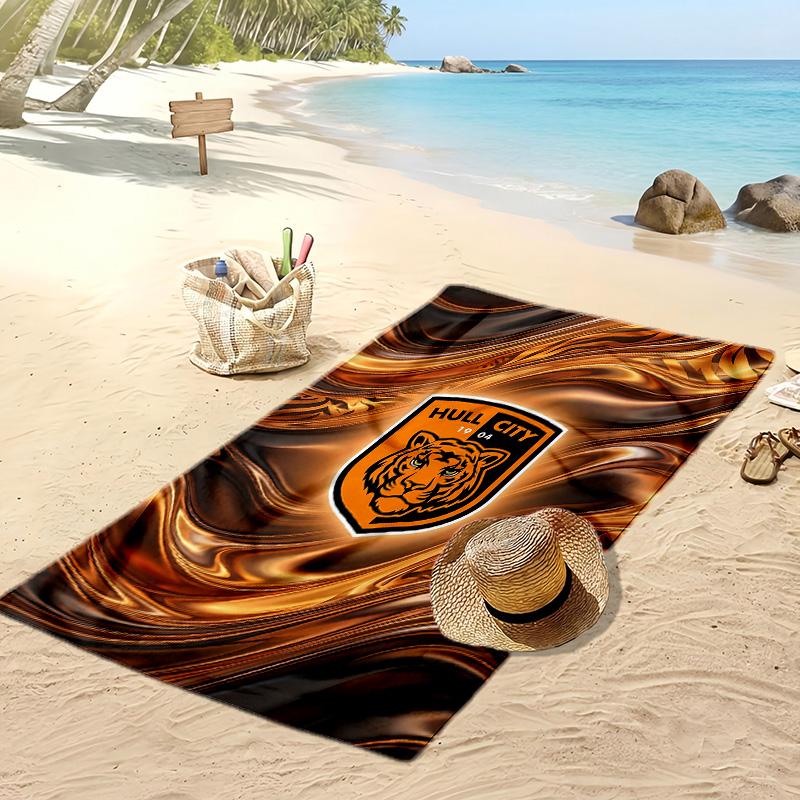Hull City Football Print Beach Towel, Large Soft Quick Dry Towel for Beach Camping Swimming