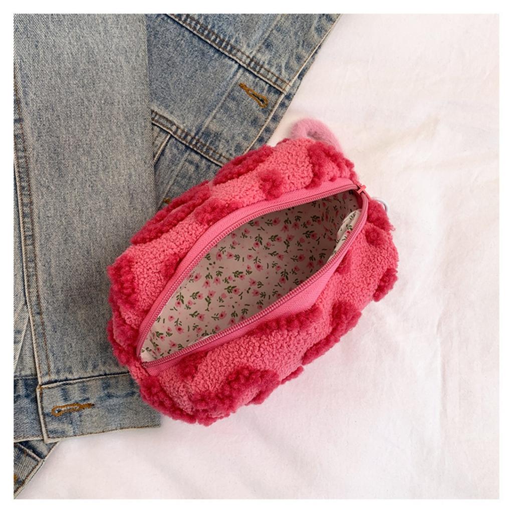 Jacquard Plush, Makeup Bag, Large Capacity, Storage Bag, Travel Storage Bag