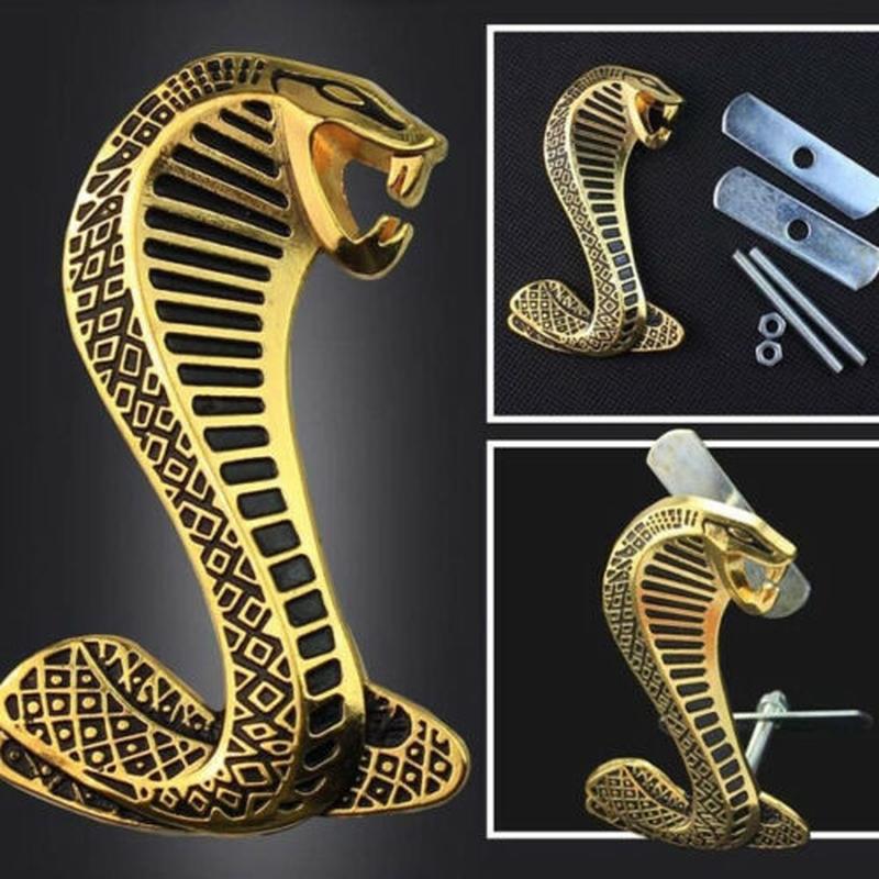 For Ford Mustang Cobra Snake Shelby Metal Front Grill Logo Emblem Badge Chrome
