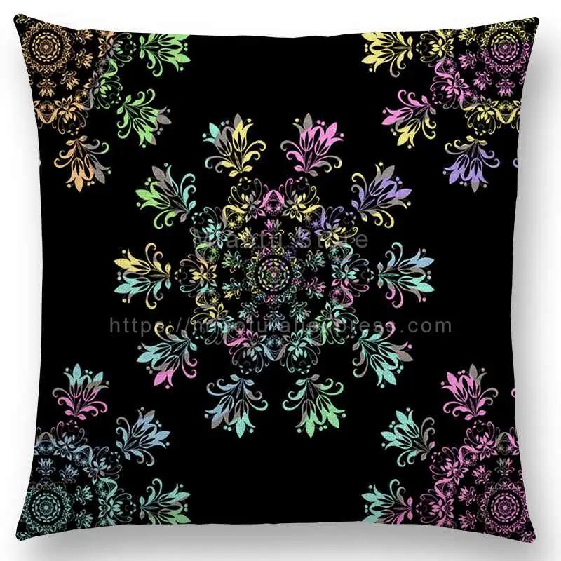 New Dreamy Emerald Spirit Flower Pillow Case Soul Mandala Elegant Flourish Floral Pattern Design Prints Retro Cushion Cover