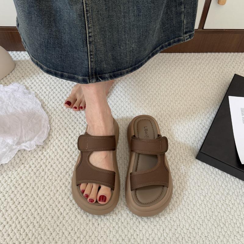 

Thick-bottomed cool slippers women s summer wear fashion and high-end new models with skirts going out casual slippers 41 хаки