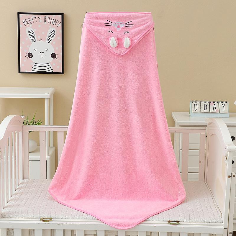 Baby Children Bath Towels Newborn Quilt Bag Towel Bag Quilt Coral Fleece Wrap Towel Embroidered Blanket Animal Eye Closed Hooded Cape