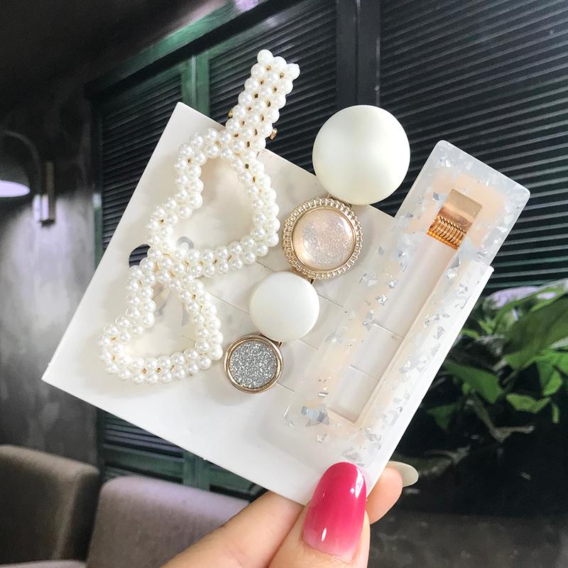 Fashion Hair Pins Side Clip Set Sweet Acrylic Waterdrop Hair Barrettes For Women Girls Korean Geometric Hair Accessories Jewelry