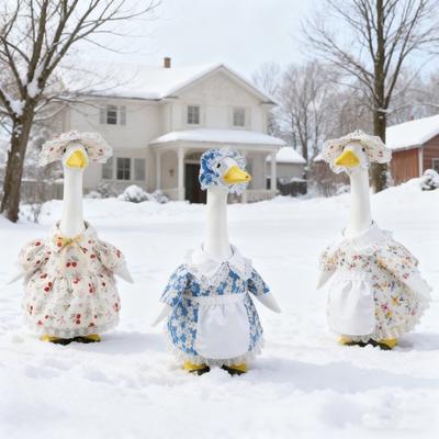 Spring Flower Porch Goose Outfit for 23 Inch Cement Goose Wildflower Floral Goose Clothes for Spring