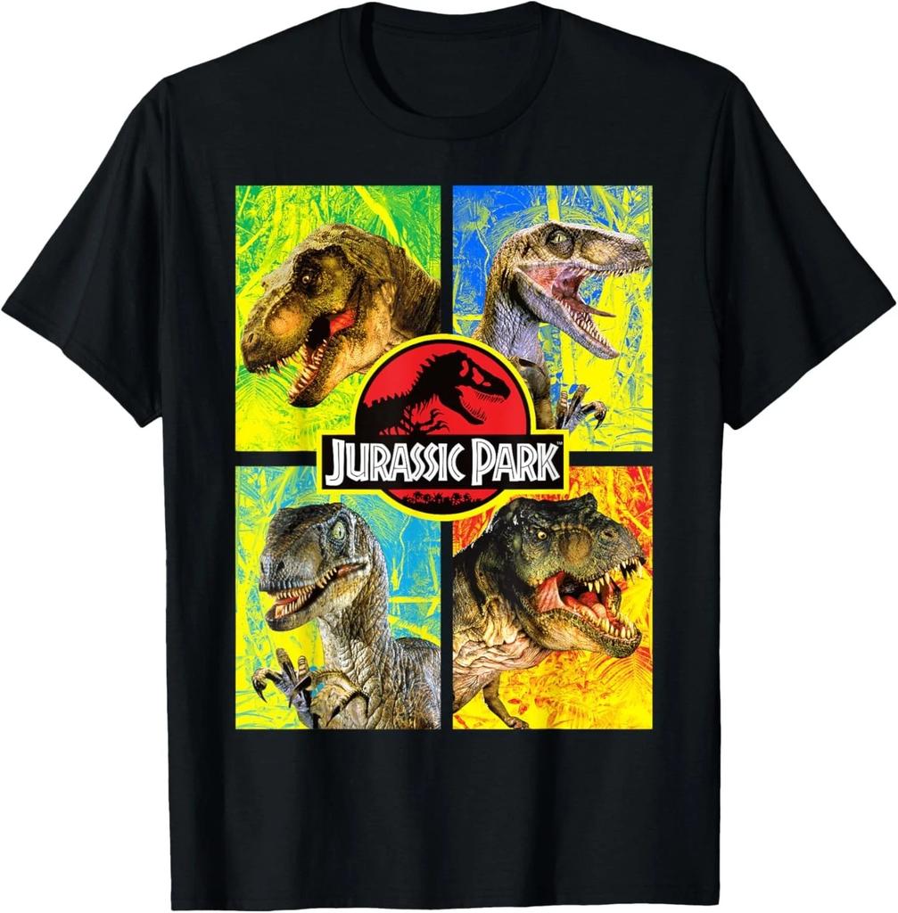 Jurassic Park Four Different Dinosaur Faces Graphic T-Shirt T-Shirt