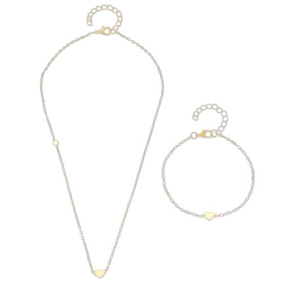 Necklace Bracelet Set, Alloy Plating Wear-Resistant Oxidation-Resistant Jewelry, Adjustable Chain Minimalist Love Pendant Jewelry