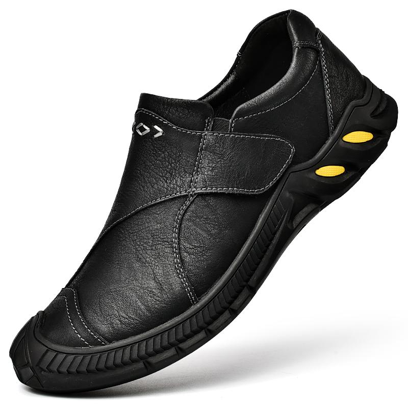 

Mens Leather Loafers Non Slip Walking Flats Breathable Outdoor Slip on Casual Shoes for Male Work Office Driving Sneakers Size46 46 чёрный