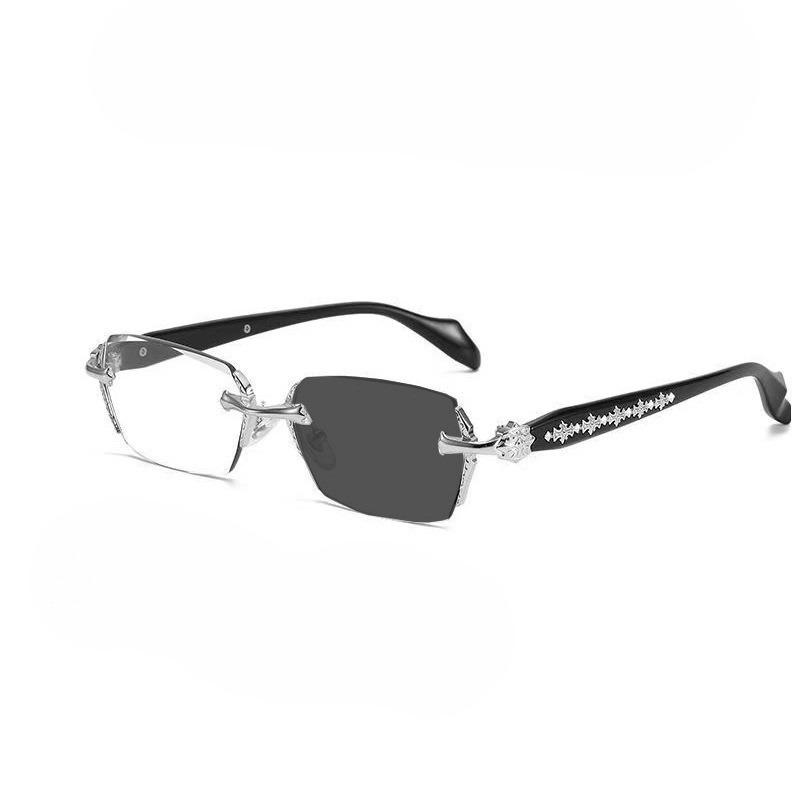 Women Retro Photochromic Glasses  Men Fashion Anti Blue Light Rimless Eye Glasses Unisex