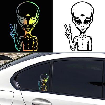 9.2X15.4CM Exquisite Car Stickers Vinyl Decal Cartoon Alien Peace Sign Interesting Car Decorative