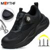 Large Size 48 Men's Summer Safety Shoes Rotating Button Work Sneakers Steel Toe Shoes Puncture-Proof Protection Shoes Security