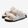 Fashion Litfun Furry Women's Slippers New Non-slip Indoor Slides Flat Fashion Outdoor Slides Fuzzy Warm Cozy Slippers With Arch Support