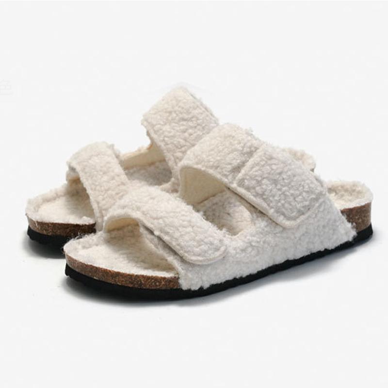 Fashion Litfun Furry Women's Slippers New Non-slip Indoor Slides Flat Fashion Outdoor Slides Fuzzy Warm Cozy Slippers With Arch Support