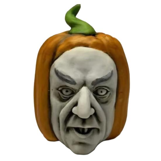 Pumpkin Face Sculpture Spooky Ghost Face Resin Pumpkin Figurine Halloween Tabletop Decoration for Indoor Outdoor Patio Home Decor