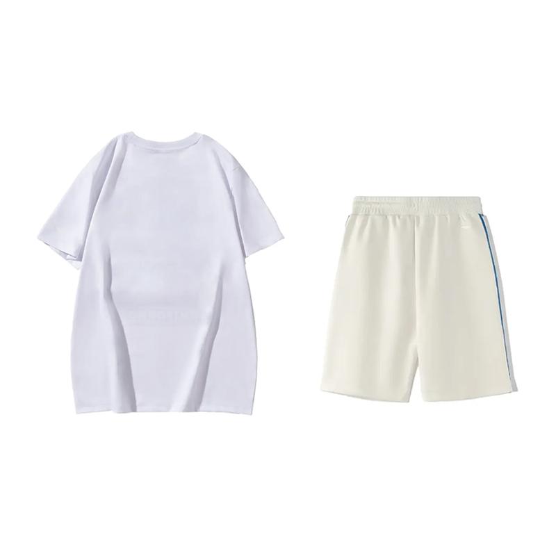 Li-Ning Printed Loose Short Sleeve T-Shirt Comfortable Versatile Skin-Friendly Shorts Casual Sports Set Unisex Sets AHSUA27-1+YKSV129-1