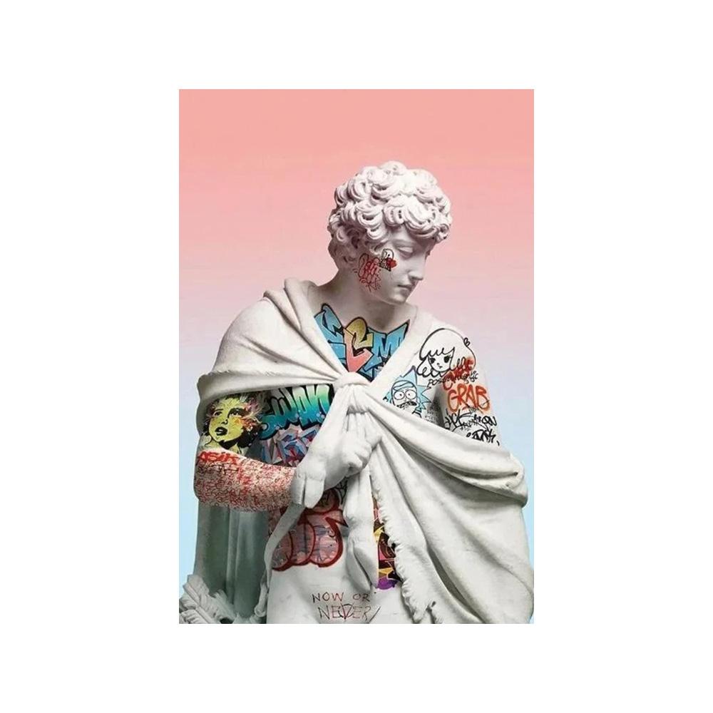 Статуя Давида Граффити Искусство Картина на холсте Голова Давида Скульптура Плакаты и принты Уличное настенное искусство Картины для декора комнаты 20x30cm