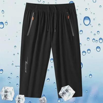 Men's Summer Ice Silk Loose Three-Quarter Sports Casual Shorts
