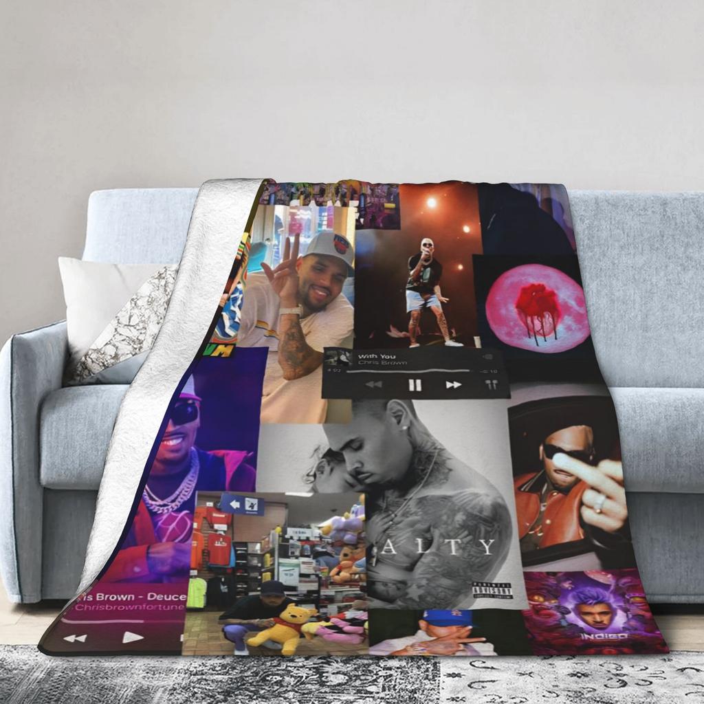 Warm Soft BlanketsKids Adult Travel Rapper Chris Browns Throw Blanket Flannel Bedspread Sofa Bed Comfortable Sofa Bed Cover