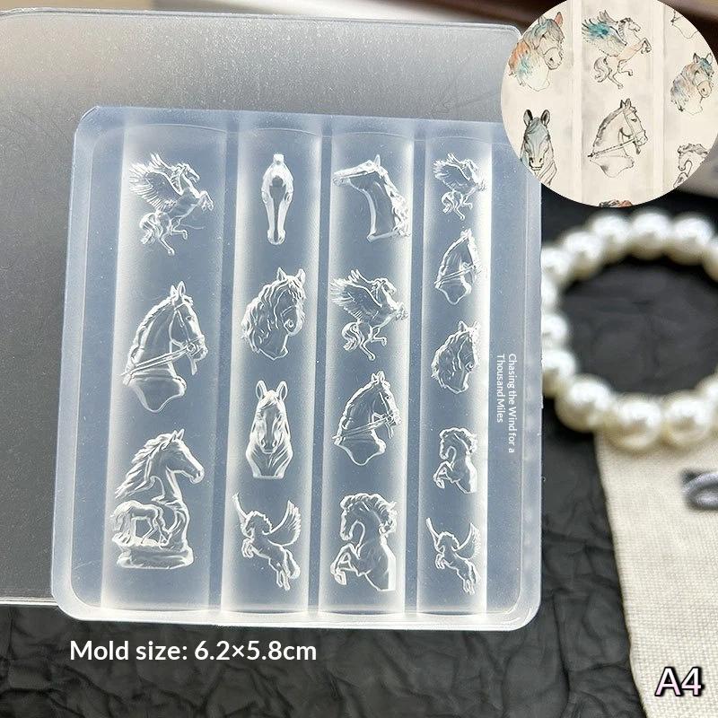 Flowers Bowknot Horse Nail Silicone Relief Design Nail Art Mold 3D Decoration Accessories Transfer Template Nail Salon A4