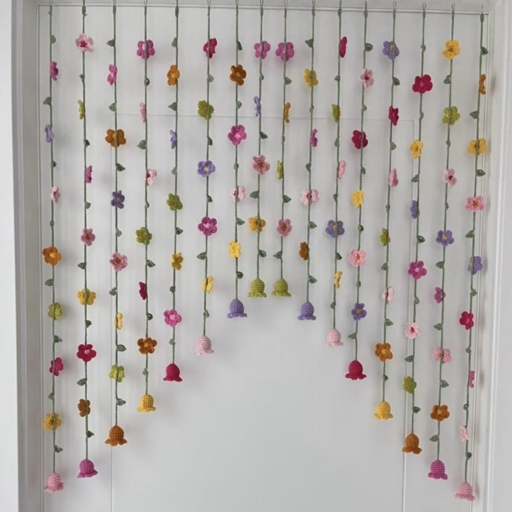 9pcs Hanging Artificial Flower Curtain Colorful Flowers Room Decorative Curtain  Bedroom Decoration
