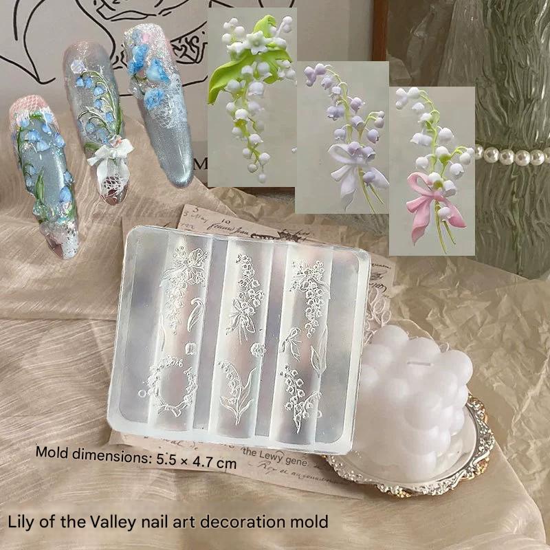 

Blossom Flower 3D Nail Silicone Nail Carving Mold Lily Cherry Different Shapes Nail Art Print Stencils DIY Manicure Mold Tools
